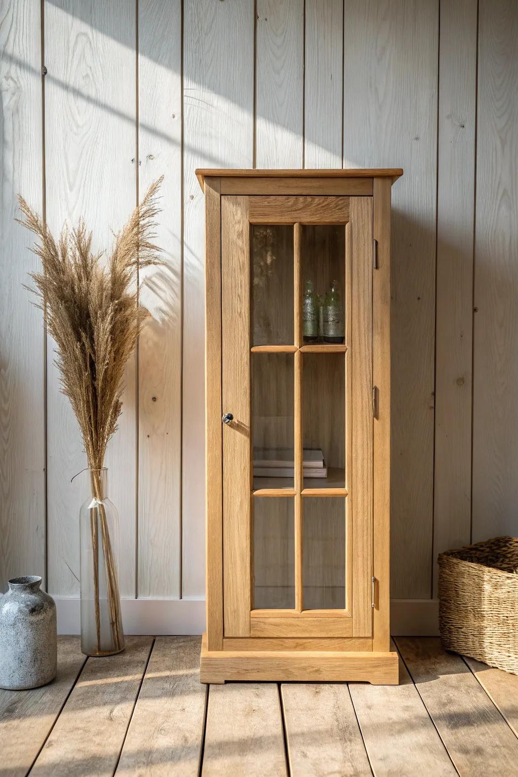 Mullion grid glass fronts: a simple oak detail that instantly adds vintage built-in charm.