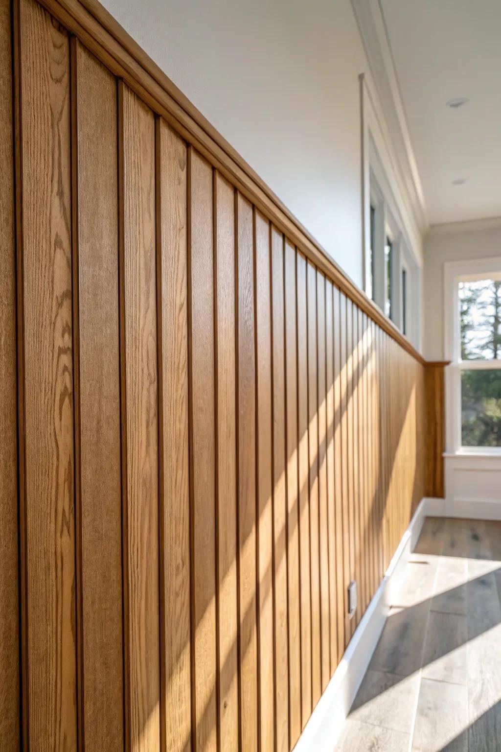 Modern farmhouse warmth: cedar board-and-batten adds crisp shadow lines and cozy texture.
