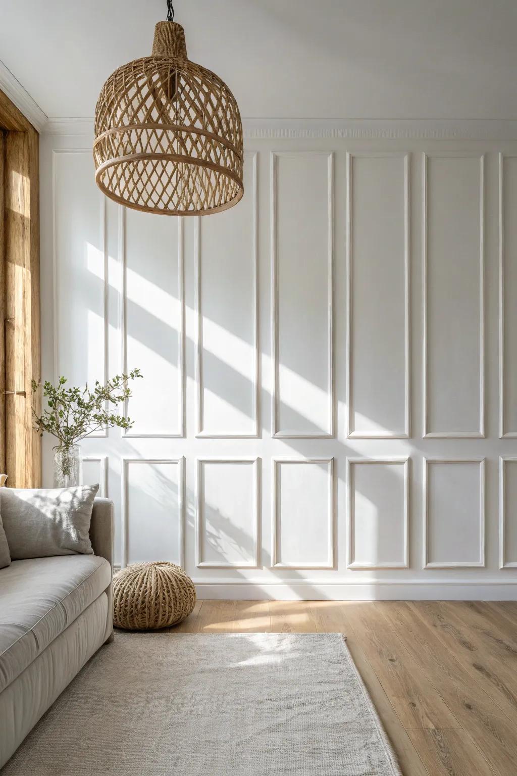 Thrifted trim, big impact—painted picture-frame molding for a luxe wall on a budget.