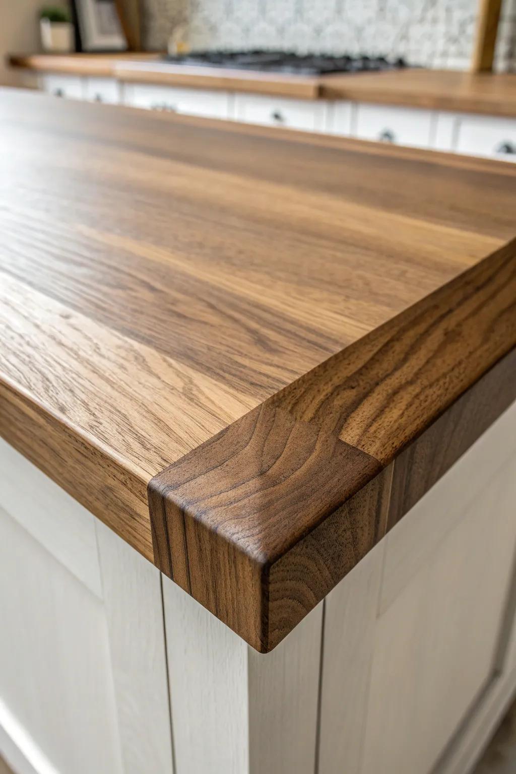 Make a thin top look luxe with a crisp mitered edge that creates a thick-slab illusion.