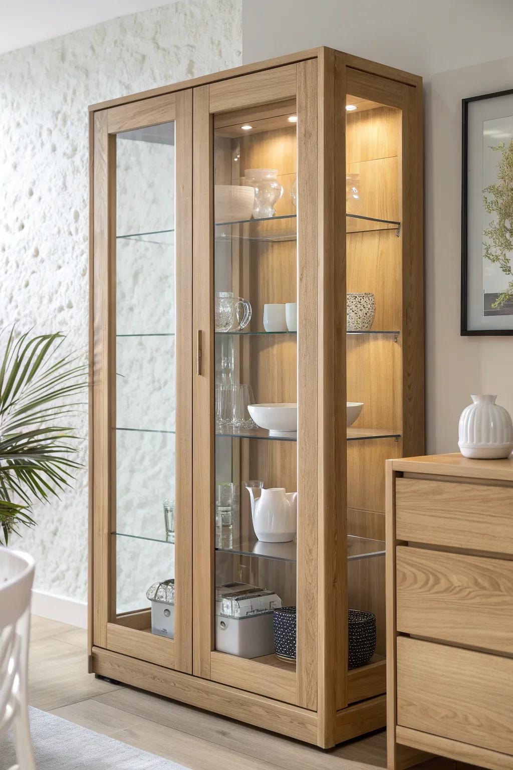 Cool-white cabinet lighting for crisp collections—sharp details, clean lines, and modern contrast.