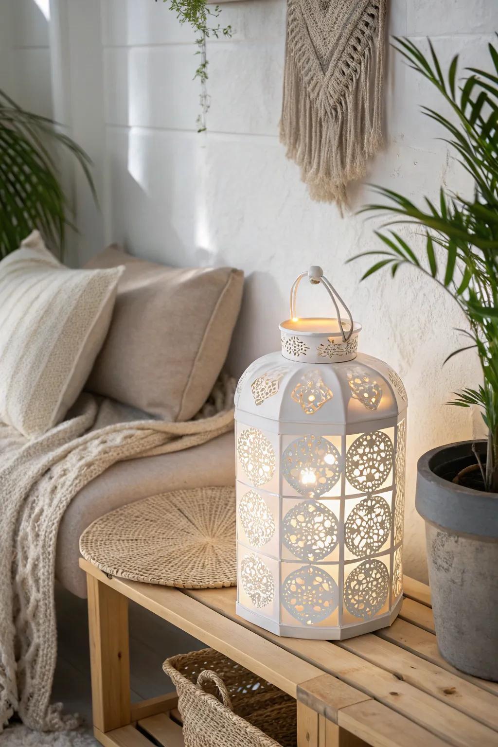 Transform your space with the magic of paper cut lanterns. Perfect for a cozy, minimalist nook. ✨ #DIYLantern #ScandiBoho #Craftsmanship
