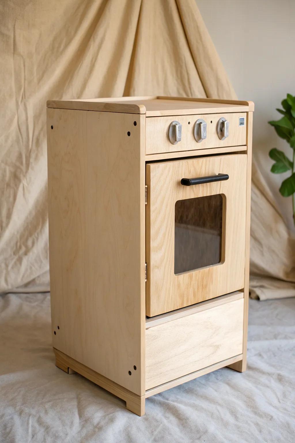 DIY play kitchen upgrade: a real-looking oven door window for instant charm and realism.