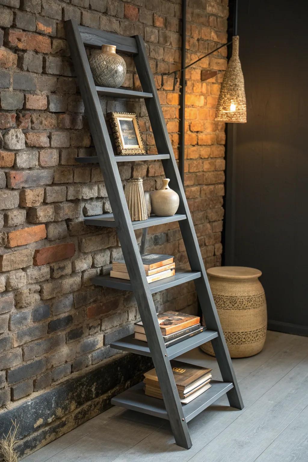 Elevate your space with this DIY ladder shelf transformation. Perfect for showcasing your favorite reads and decor.