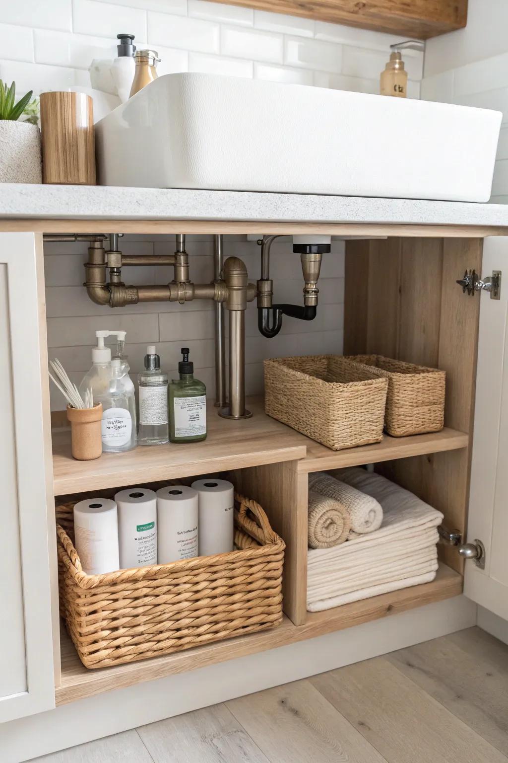 Transform chaos into calm with a 'Pipe-Free Zone' under your sink. Discover the beauty of minimalist organization!