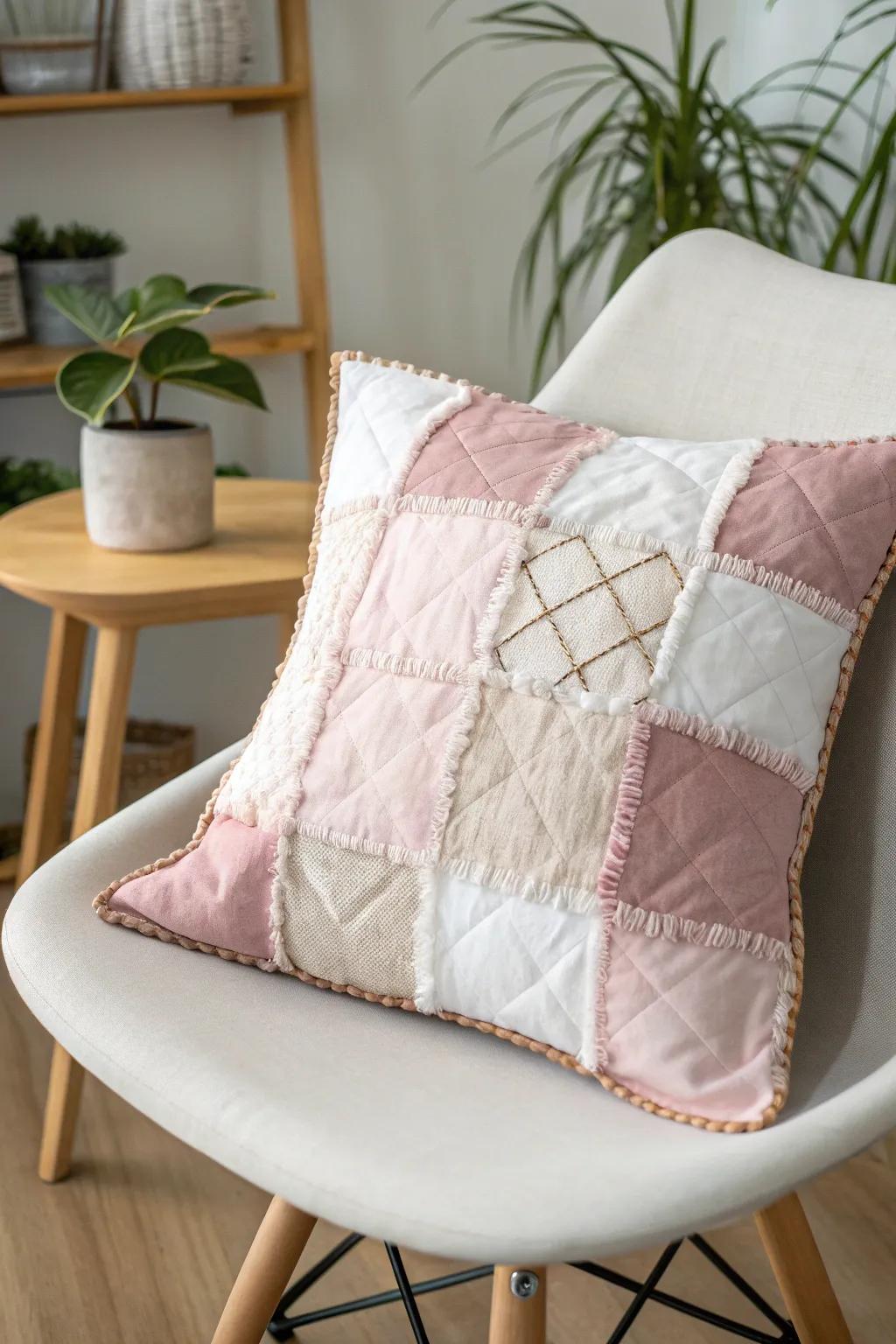 Transform your space with DIY charm: Craft your own unique cushion covers from cherished fabric scraps.