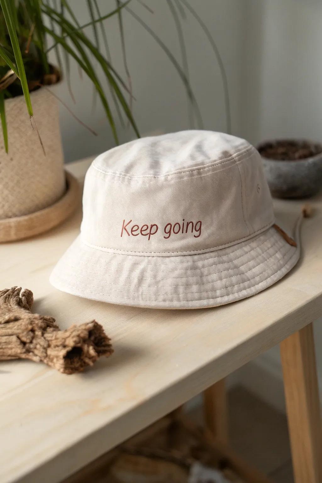 A daily reminder to 'Keep Going' embroidered with love and simplicity.