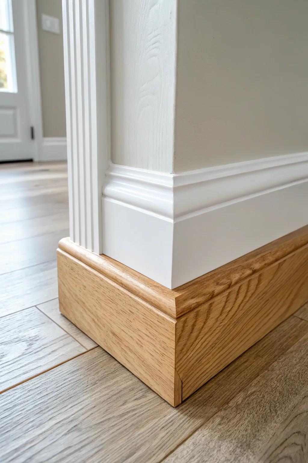 A simple plinth block adds instant farmhouse craftsmanship where baseboard meets casing.