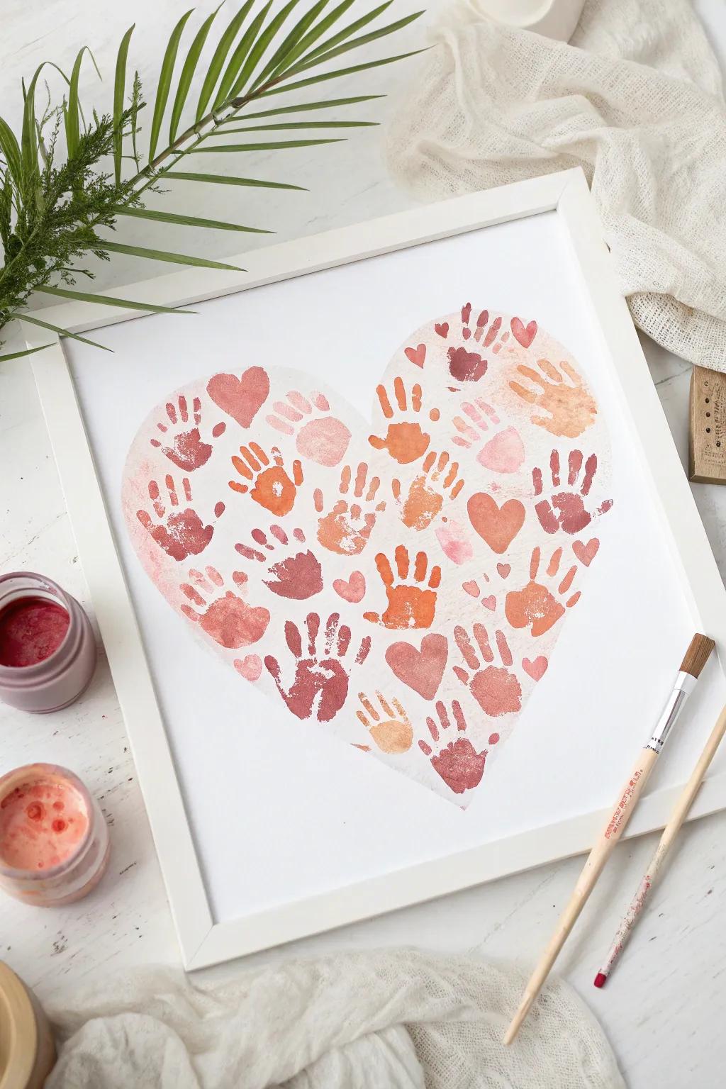 Capture love in the simplest form with a handcrafted handprint heart—perfect for cherished keepsakes.