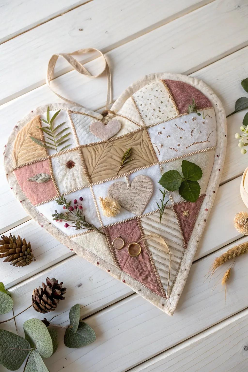 Unleash creativity with a touch of nature and texture in this charming heart collage for little artists.