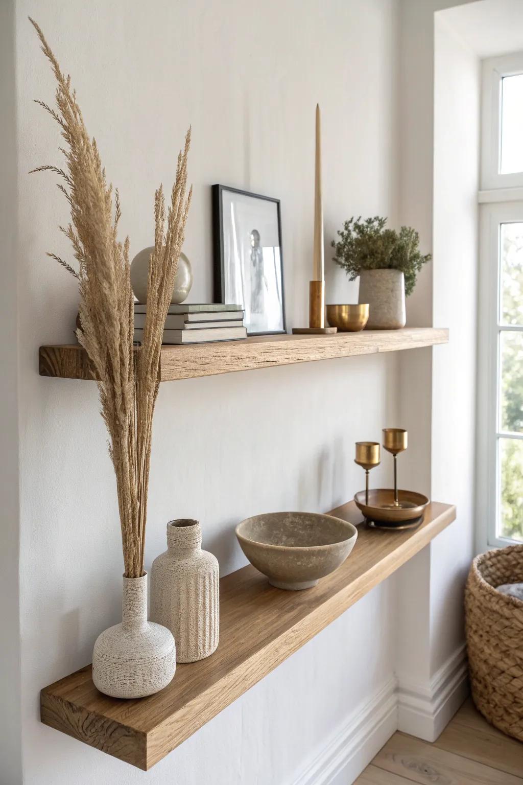 High shelf styling tip: group decor in threes for an effortlessly relaxed, curated look.