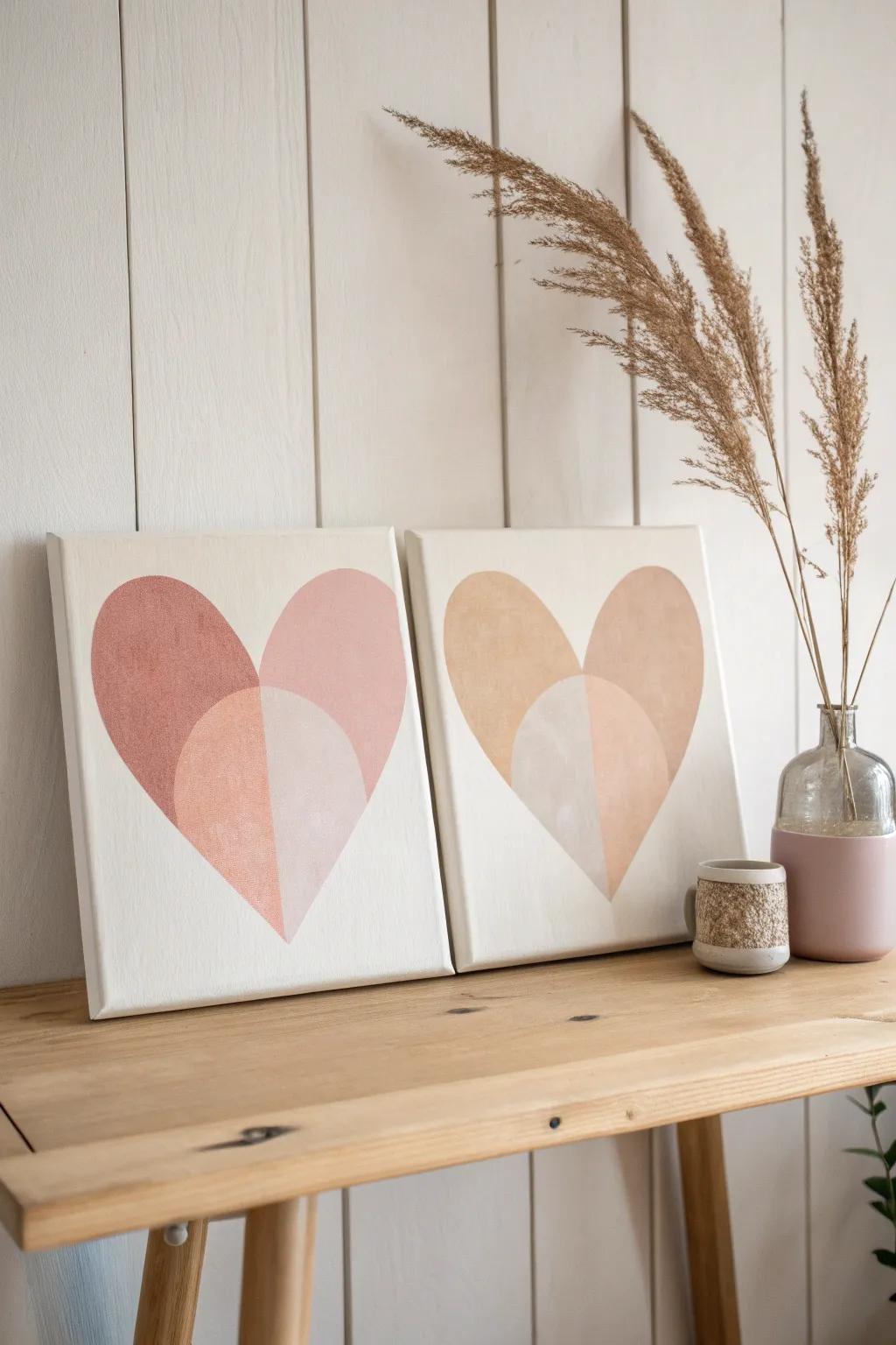 Unite your artistic souls with this minimalist heart duo — perfect for lovers of simplicity and natural beauty.