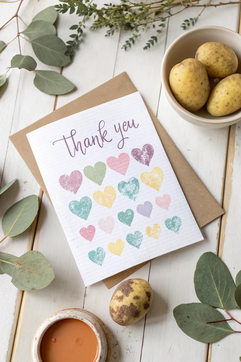 Unleash creativity with potato stamps: a simple, charming way to say thank you!