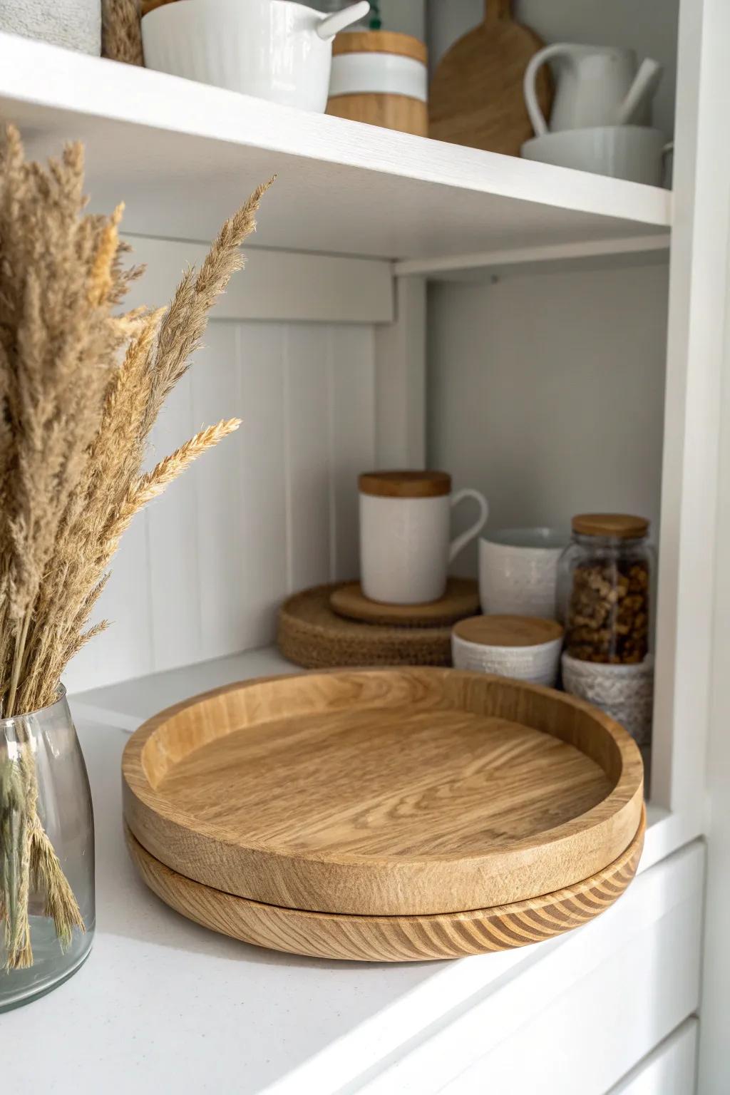 Put a wooden lazy susan up front—no more digging into deep pantry shadows.