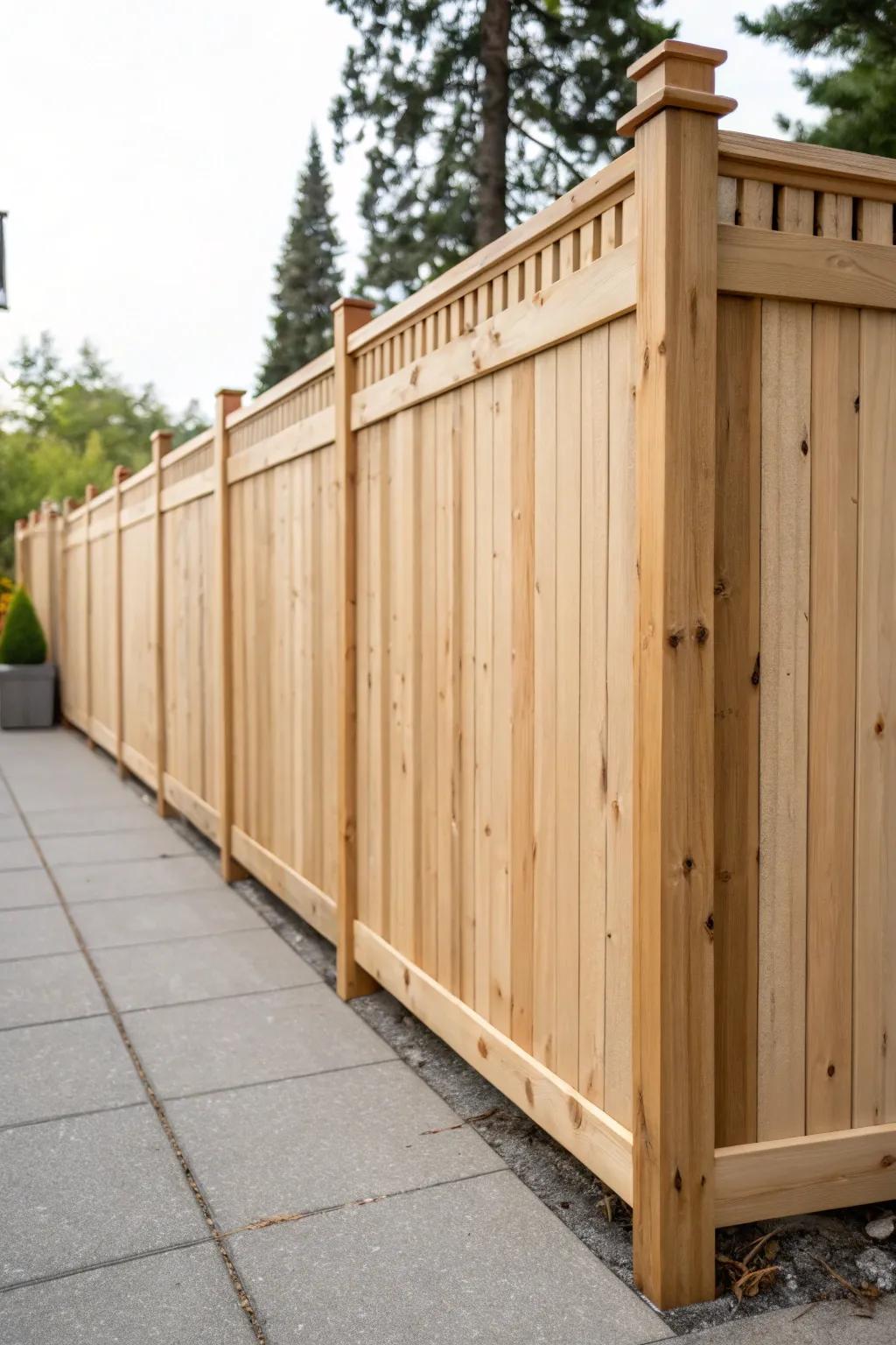 Budget 8‑foot privacy fence: prebuilt panels plus a clean slatted topper for full height.