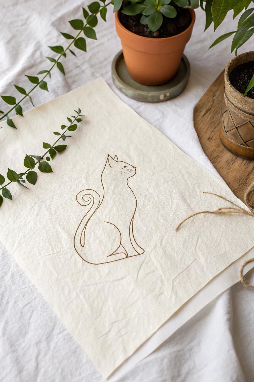 Embrace elegance and simplicity with a single-line cat drawing, perfect for bringing minimalist charm to any space.