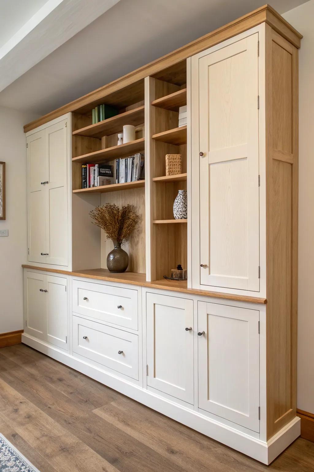 Airy painted cabinets + a warm wood desktop—bright, calm, and crafted for everyday use.