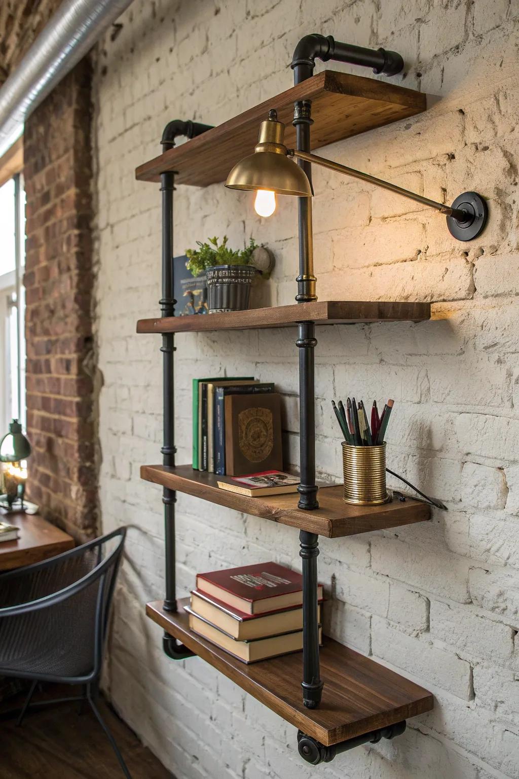 Elevate your office with industrial charm and impeccable organization.