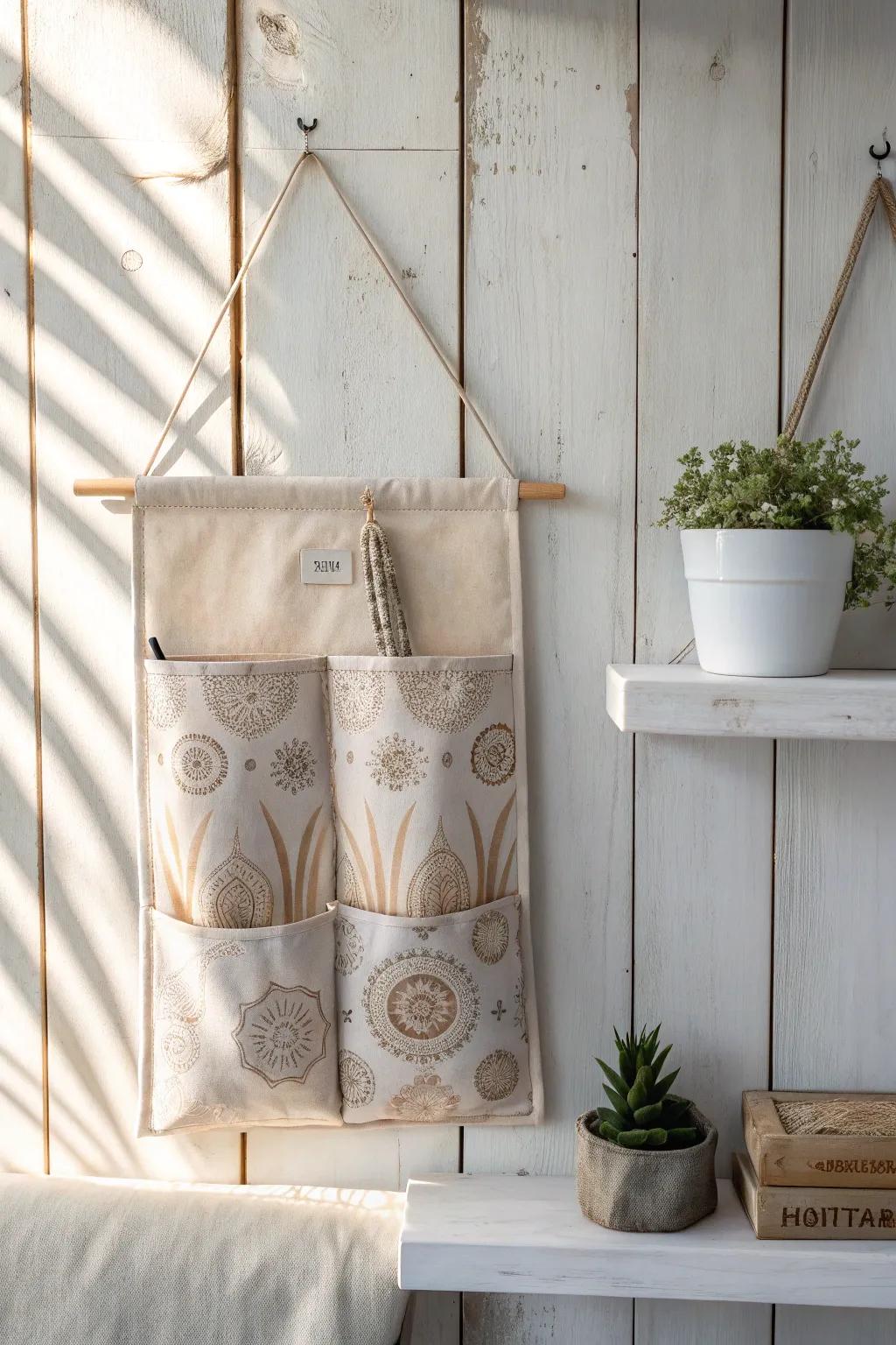 Transform your space with this charming DIY hanging organizer – where simplicity meets natural beauty.