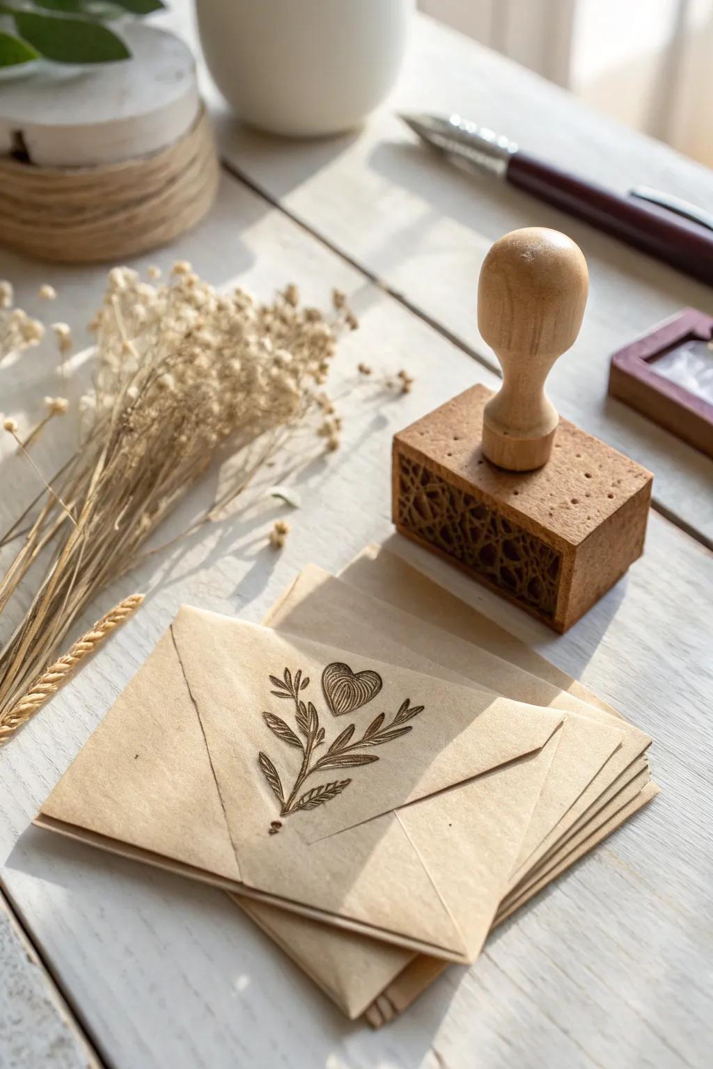 Crafting mail magic: Embrace simplicity with homemade stamps and eco-friendly envelopes.