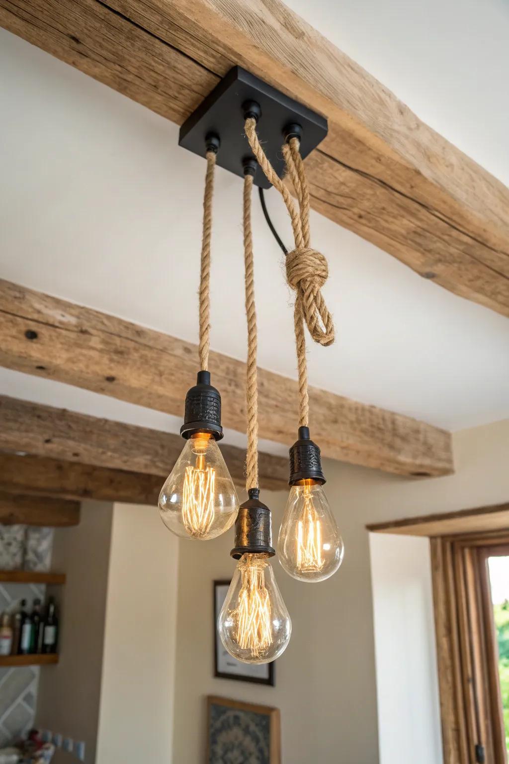 Rustic exposed bulb cluster for a bright yet cozy kitchen glow—simple, warm, and handcrafted.