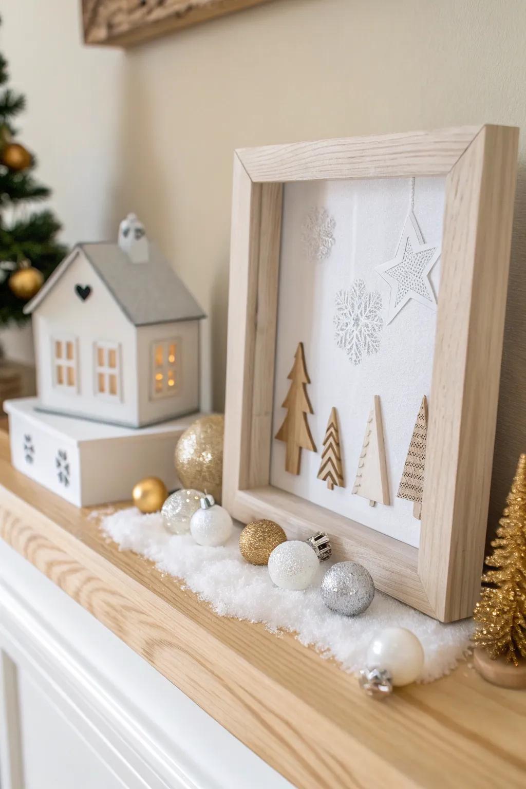 Bring a touch of holiday cheer to your home all year with this charming shadow box display.