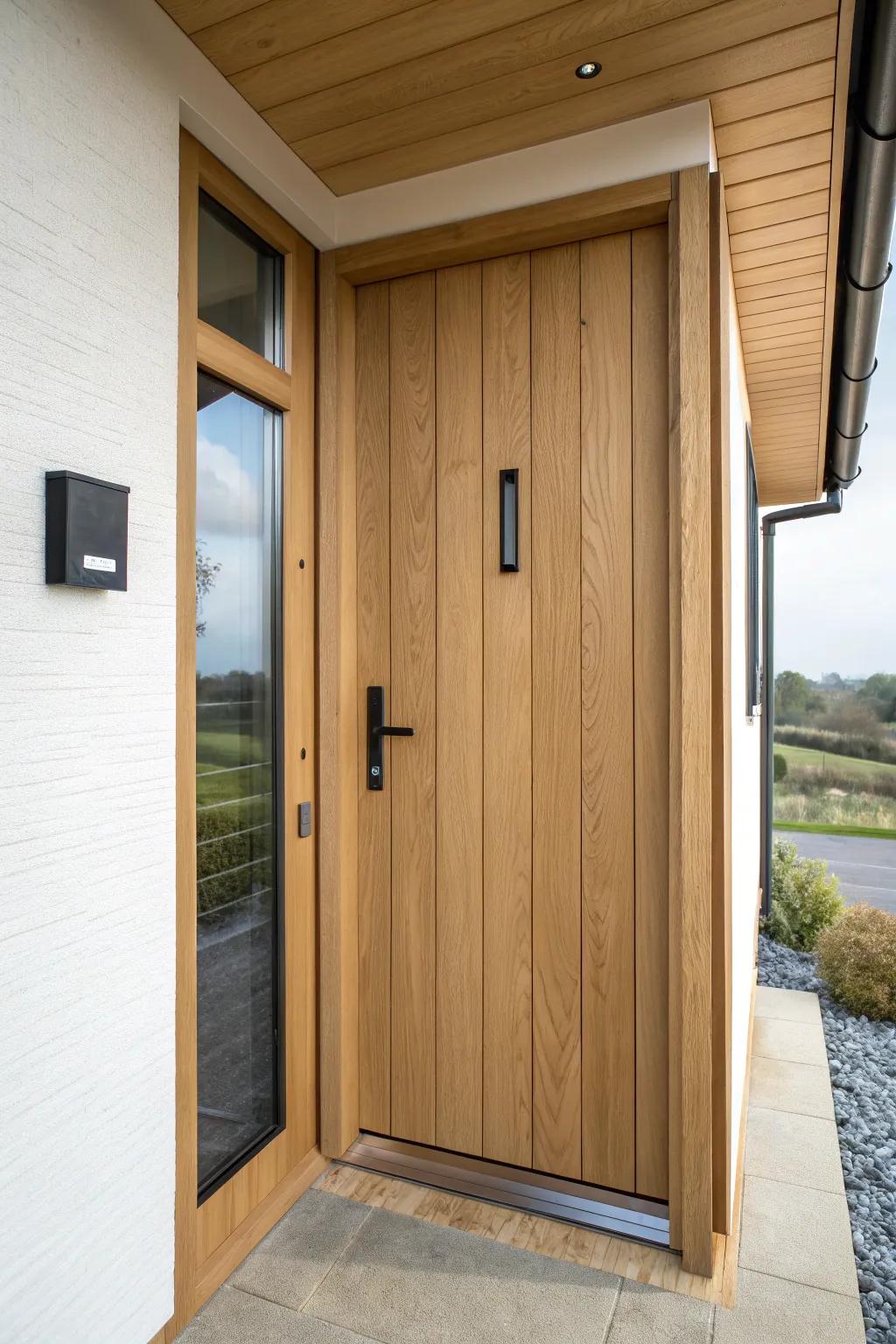 A tall single door with a simple transom adds instant drama—grand, balanced, and bright.