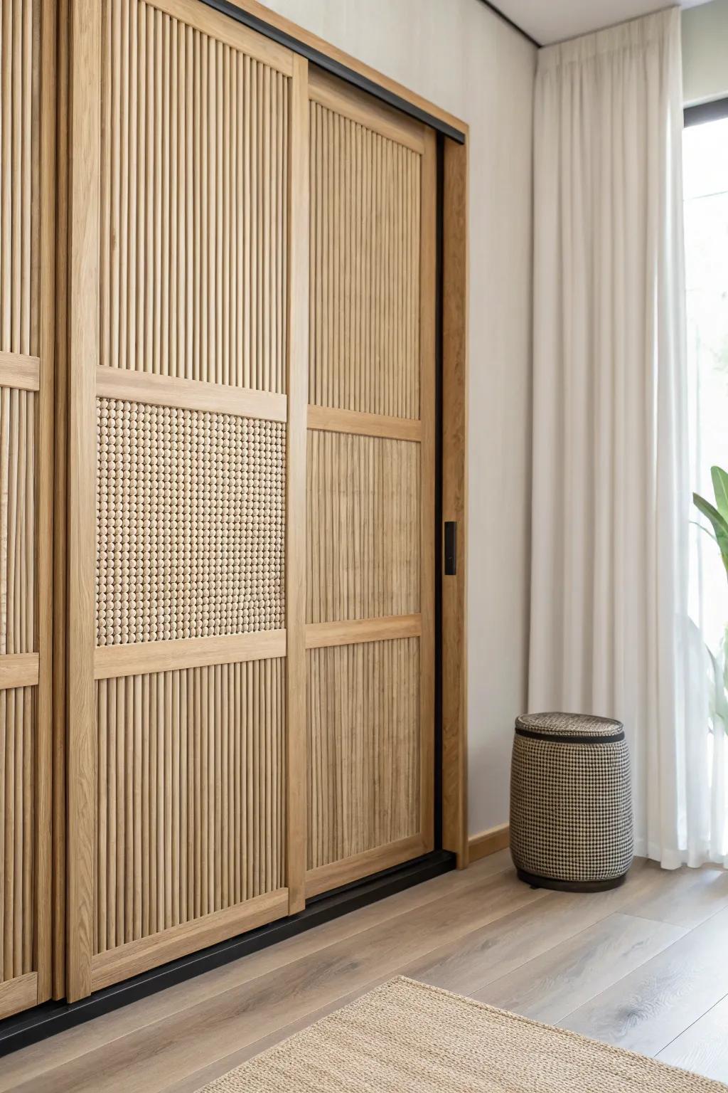 Close your office in seconds—an elegant oak sliding wall with a quiet, sturdy bottom guide.