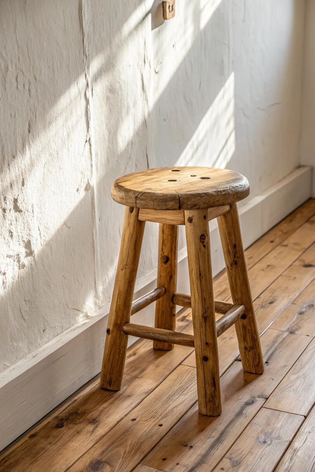 White walls + knotty pine: the small farmhouse combo that feels clean, warm, and lived-in.