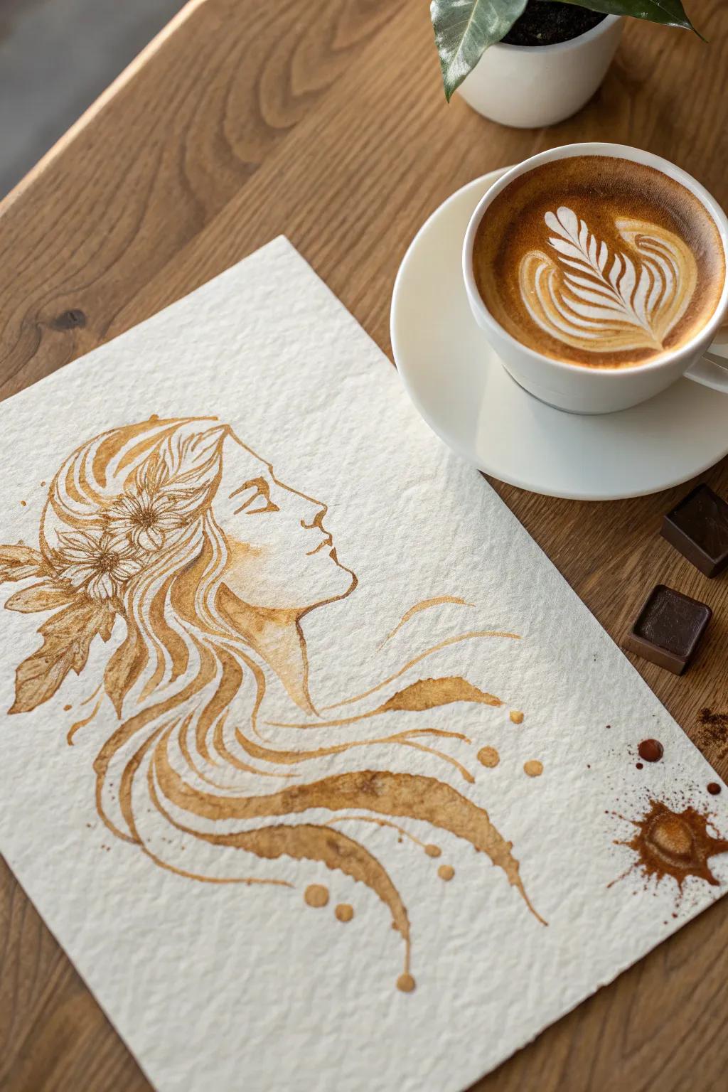 Discover the art of coffee stain portraits—where simplicity meets natural beauty.