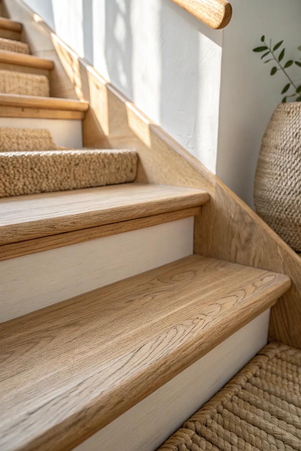 Pencil-round stair nosing: a softer edge with a clean, modern look—perfect for busy homes.