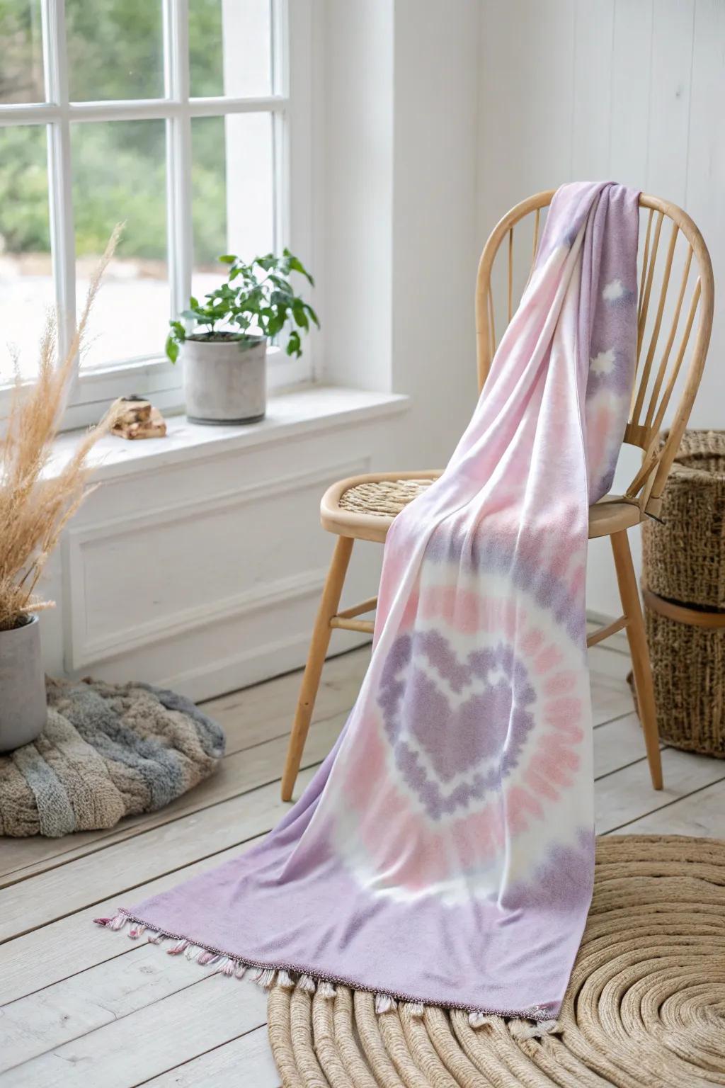 Embrace simplicity with a heart-shaped tie-dye masterpiece, perfect for adding a touch of love to your minimalistic space.