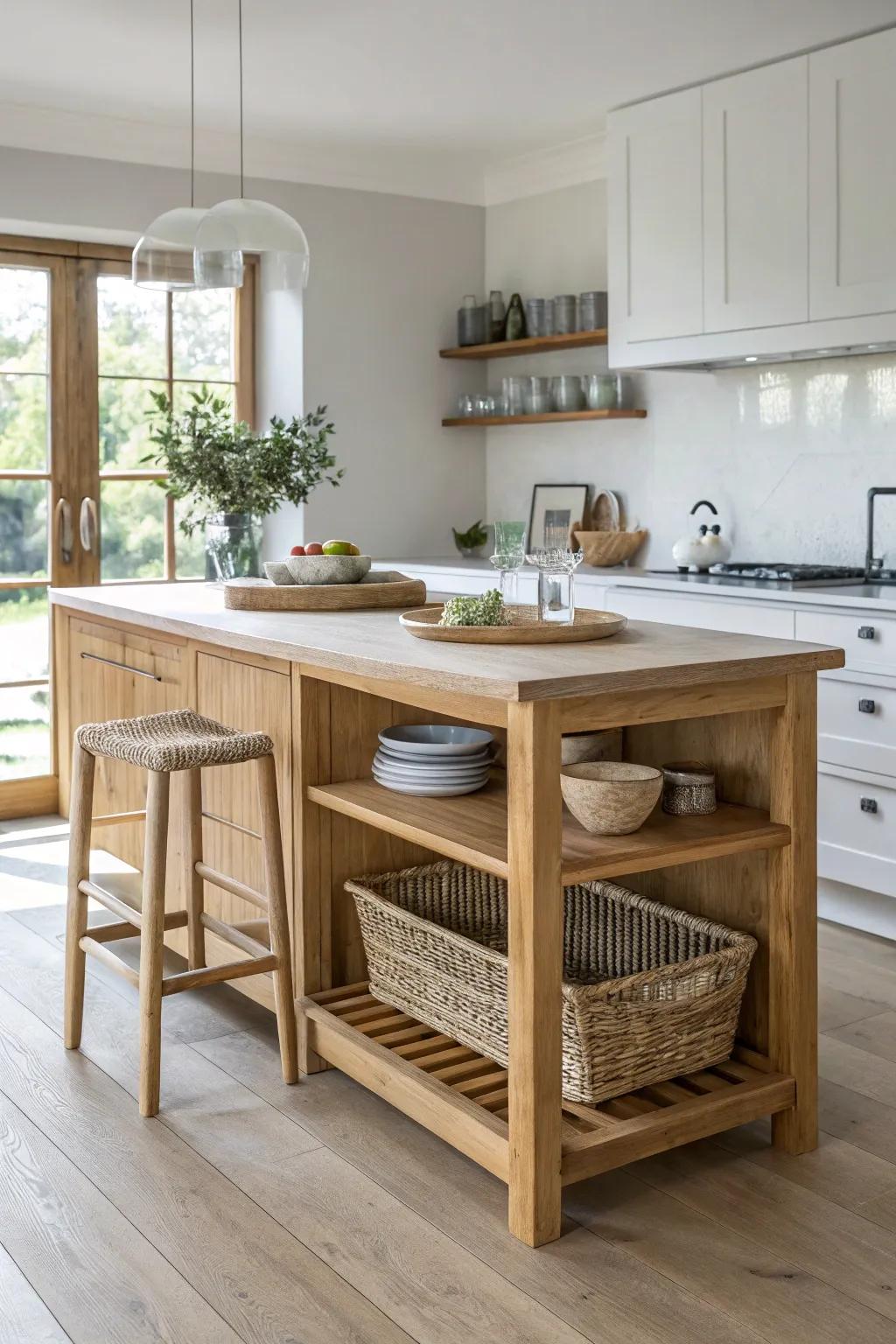 Extra-deep overhang, real knee space—two-tier island seating that’s actually comfortable.