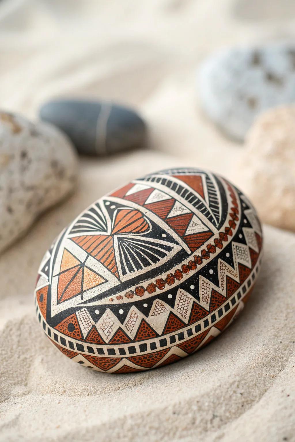 Transform your space with geometric rock art—where simplicity meets bold design.