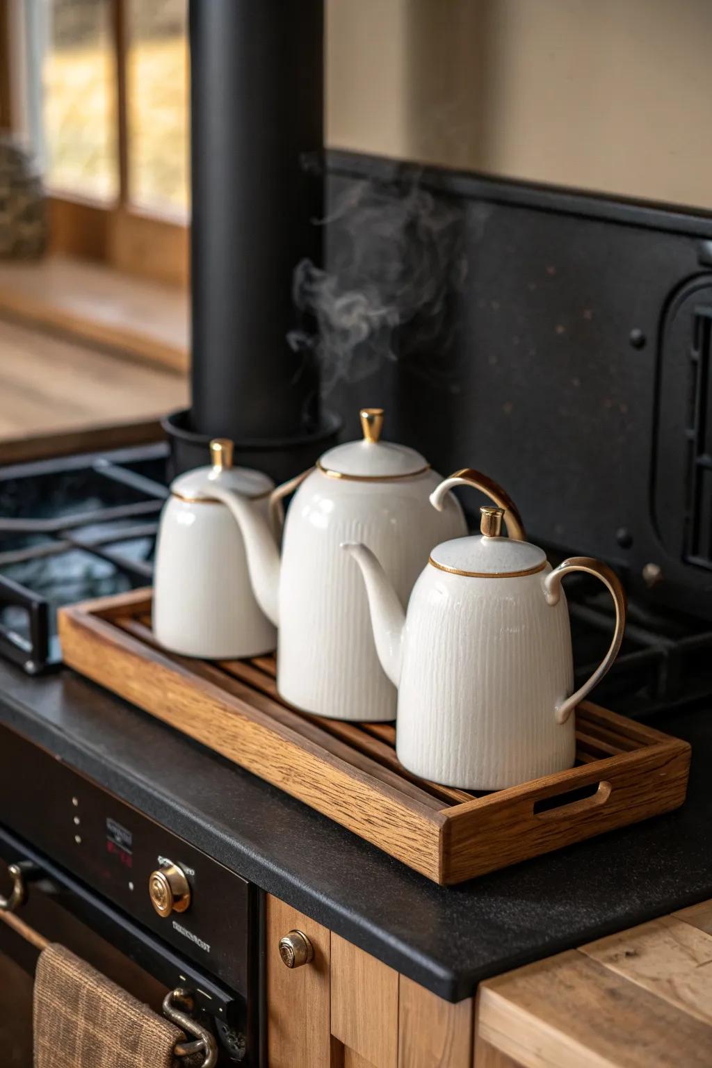 Double-kettle stove humidifier: twice the steam for big rooms, in calm Scandi-boho style.