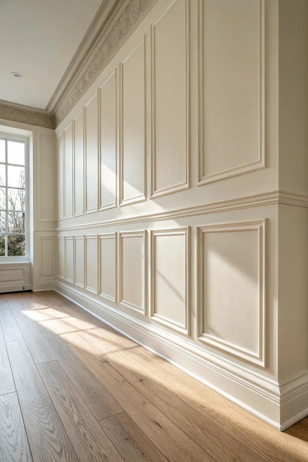 Creamy picture-frame panel grid: a beginner-friendly wood detail that looks effortlessly high-end.