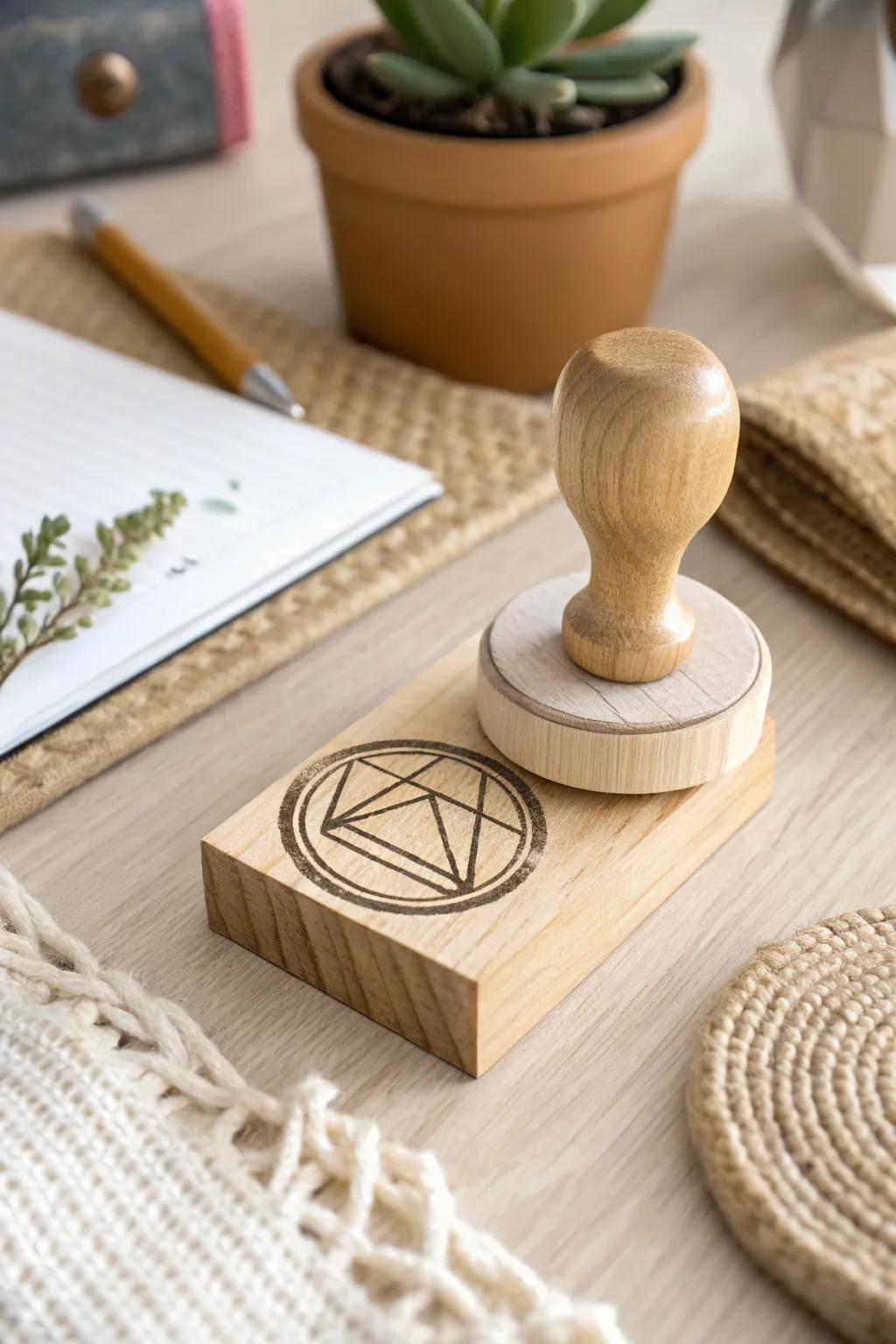 Embrace simplicity with a beautifully crafted geometric book stamp, perfect for adding a personal touch to your library.