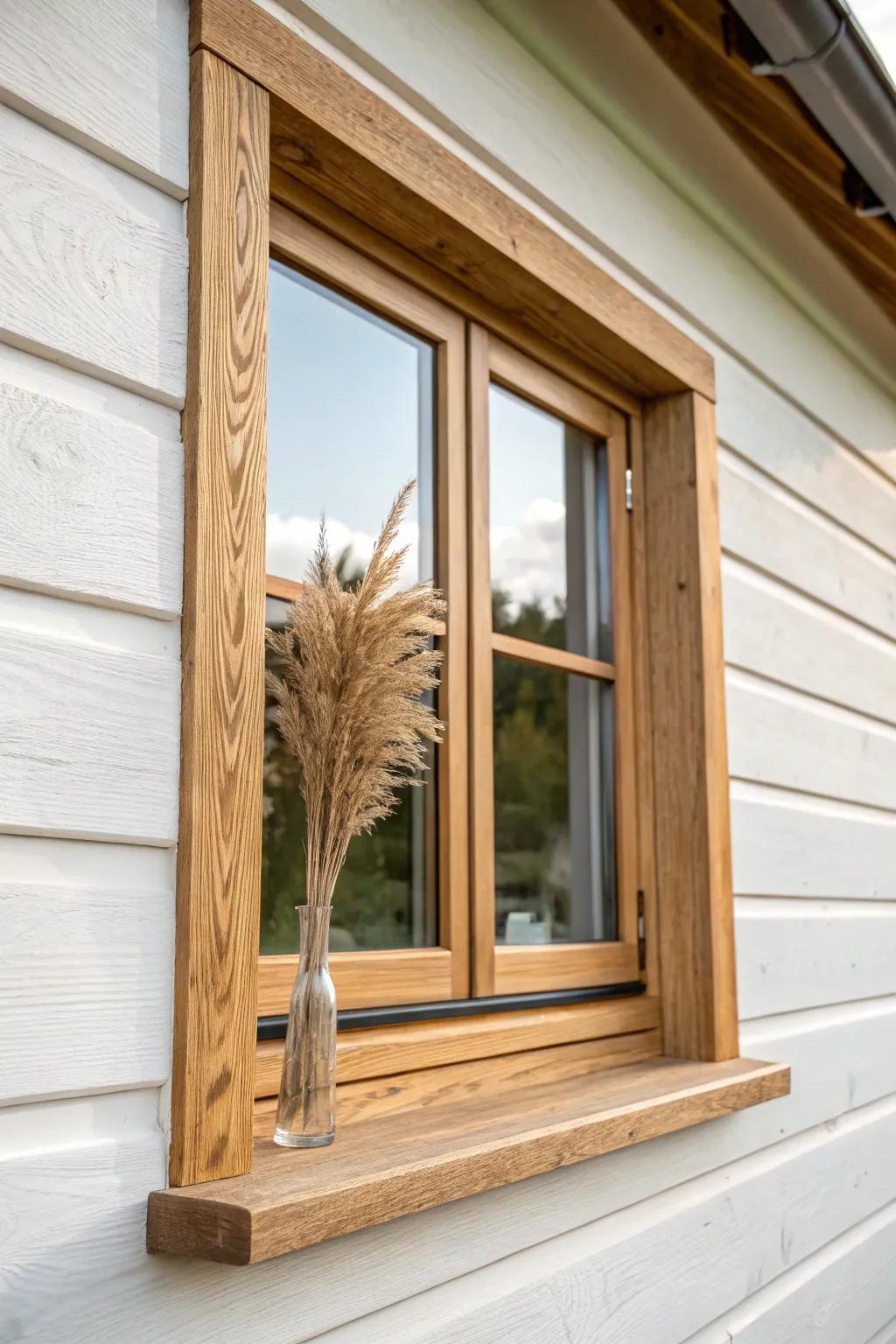 Wide oak window trim adds that classic bungalow frame—simple, bold, beautifully crafted.