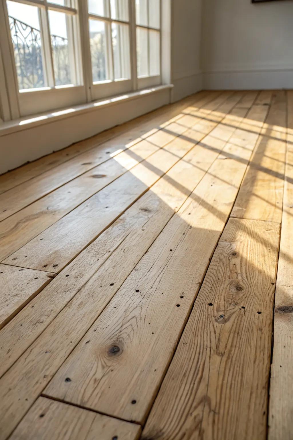 Mixed-width planks bring quiet old-world character—subtle rhythm, rich grain, timeless cabin warmth.