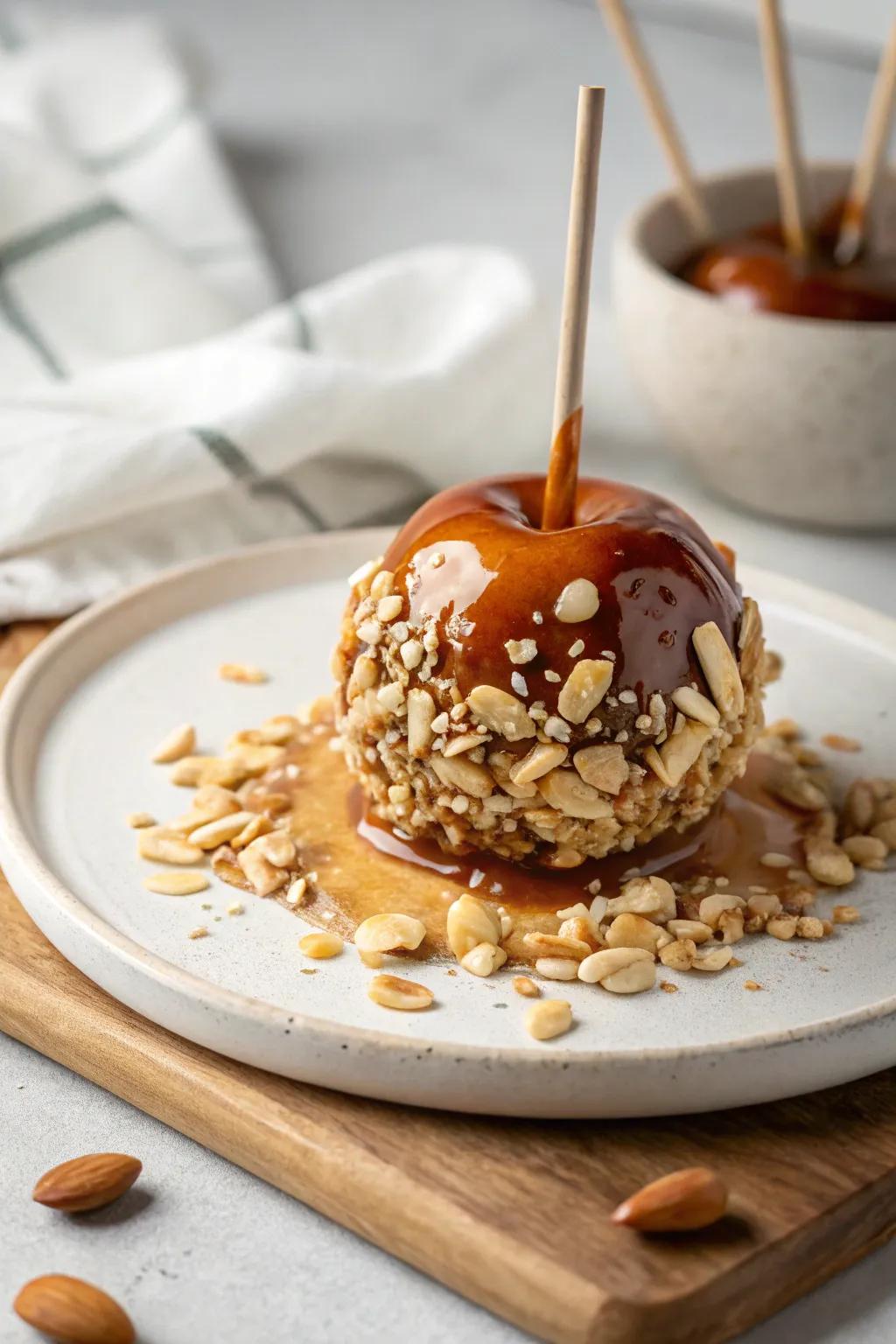 Embrace the crunchy elegance of nutty caramel creations.