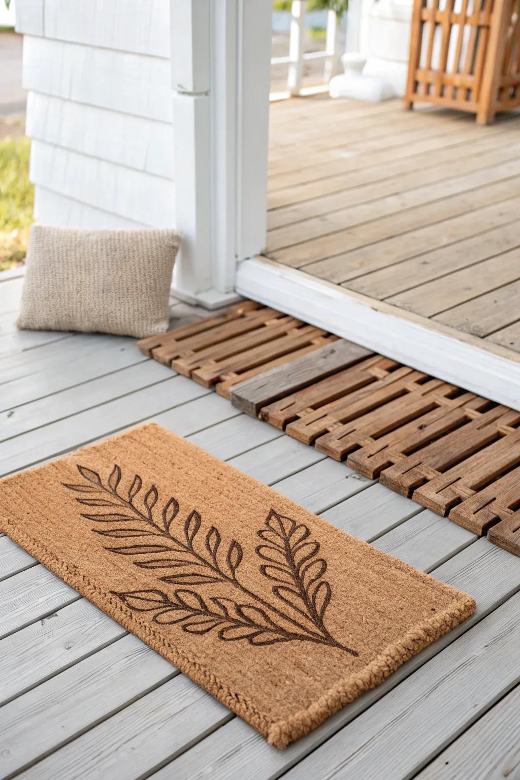 Budget-friendly layered doormat look for a cozy, minimalist fall entryway