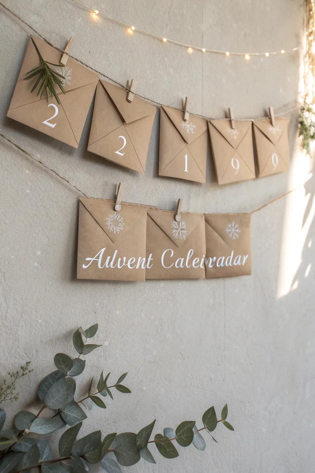 Countdown to Christmas with minimalist elegance: a beautifully crafted envelope advent calendar.