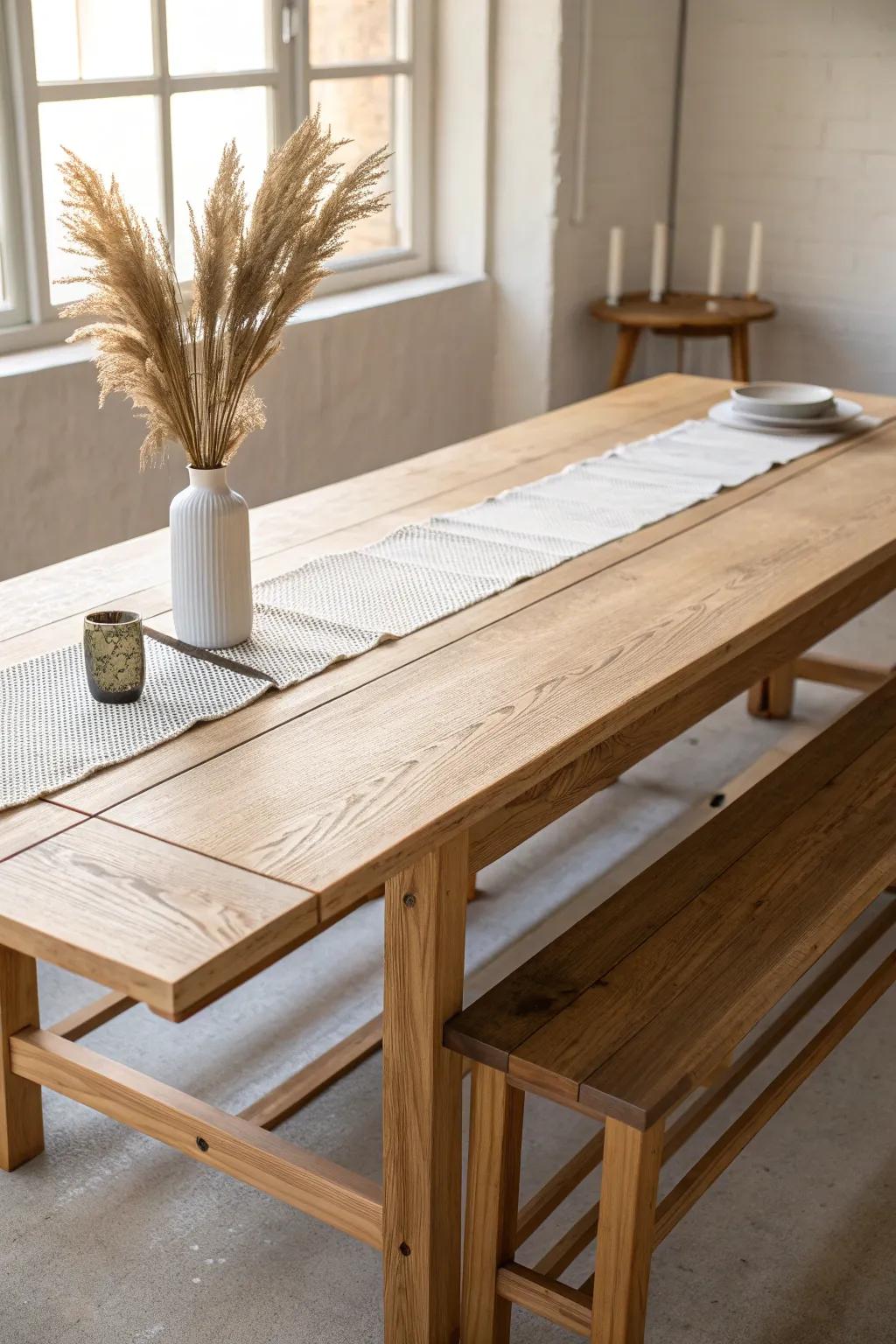 One big conference table turns classroom talk into a calm, equal-seat team meeting.