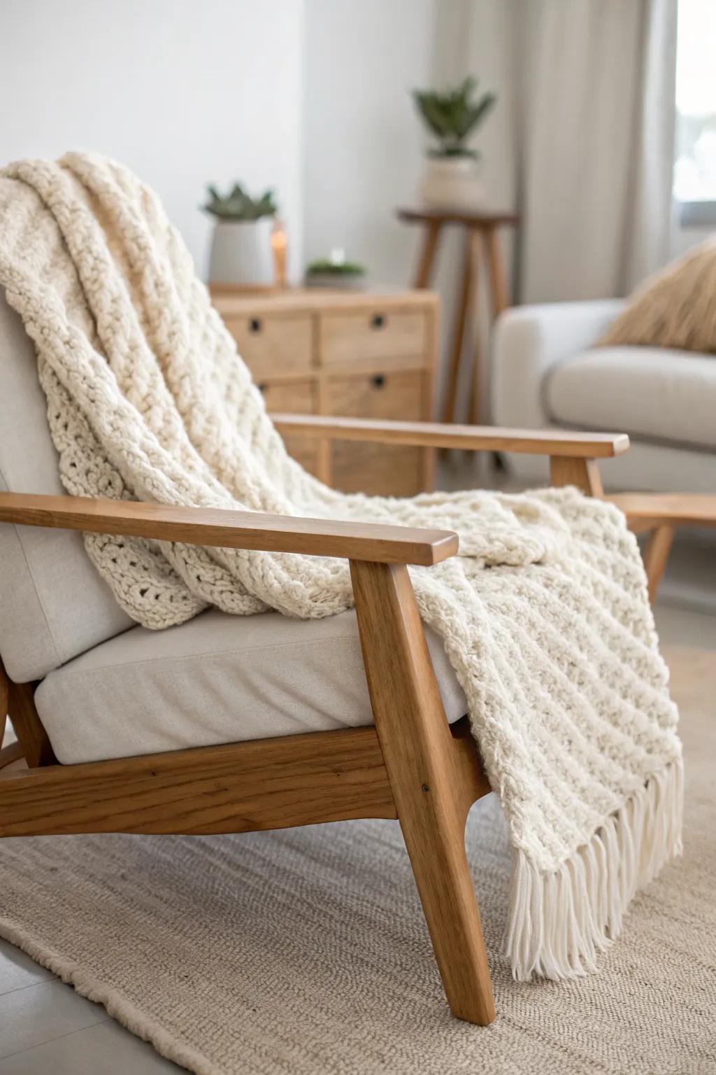 One chunky knit and a hint of linen—cozy texture that stays minimalist, never cluttered.