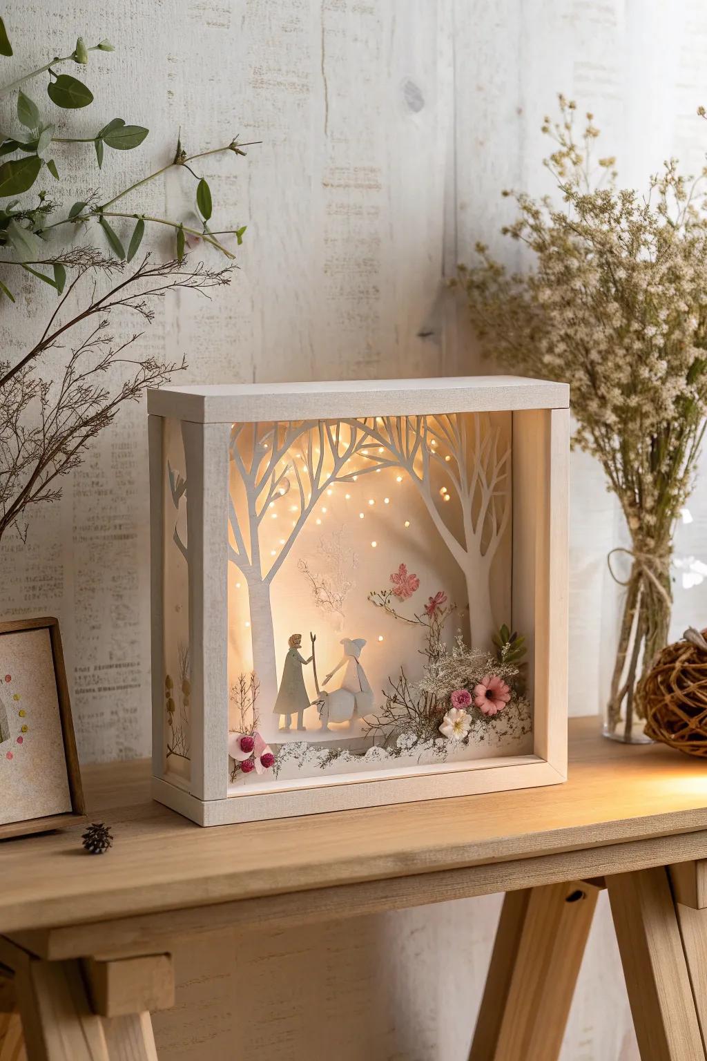Craft your own story: Transform a shoe box into a whimsical shadow box scene!