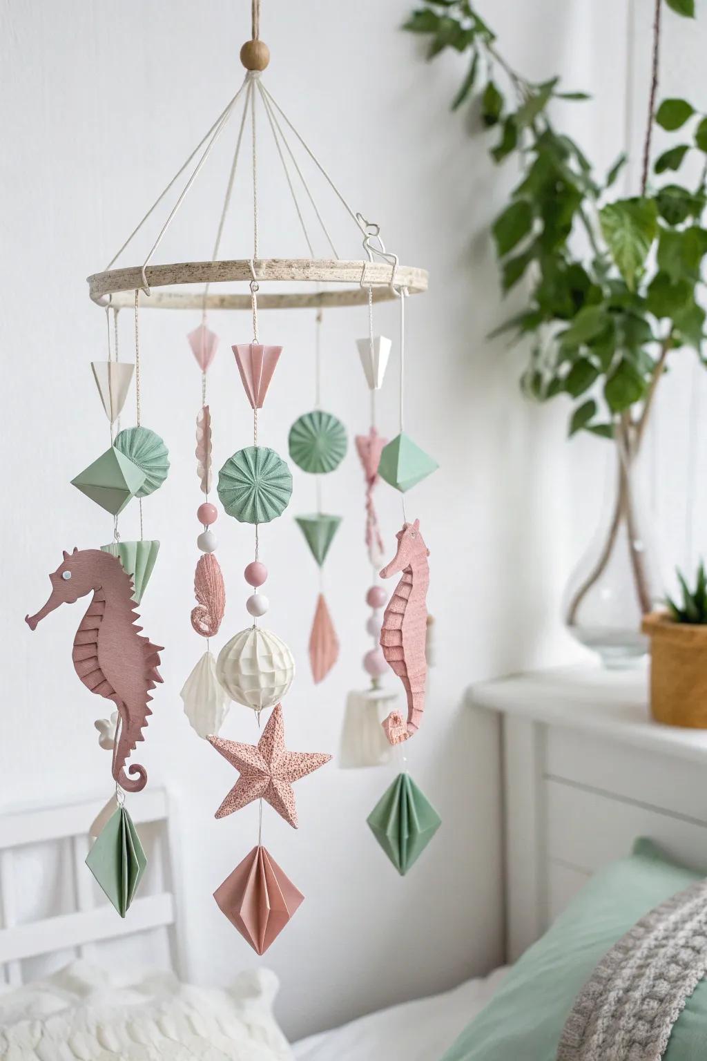 Transform your space with a touch of artistry: personalized paper mobiles that are both refined and whimsical.