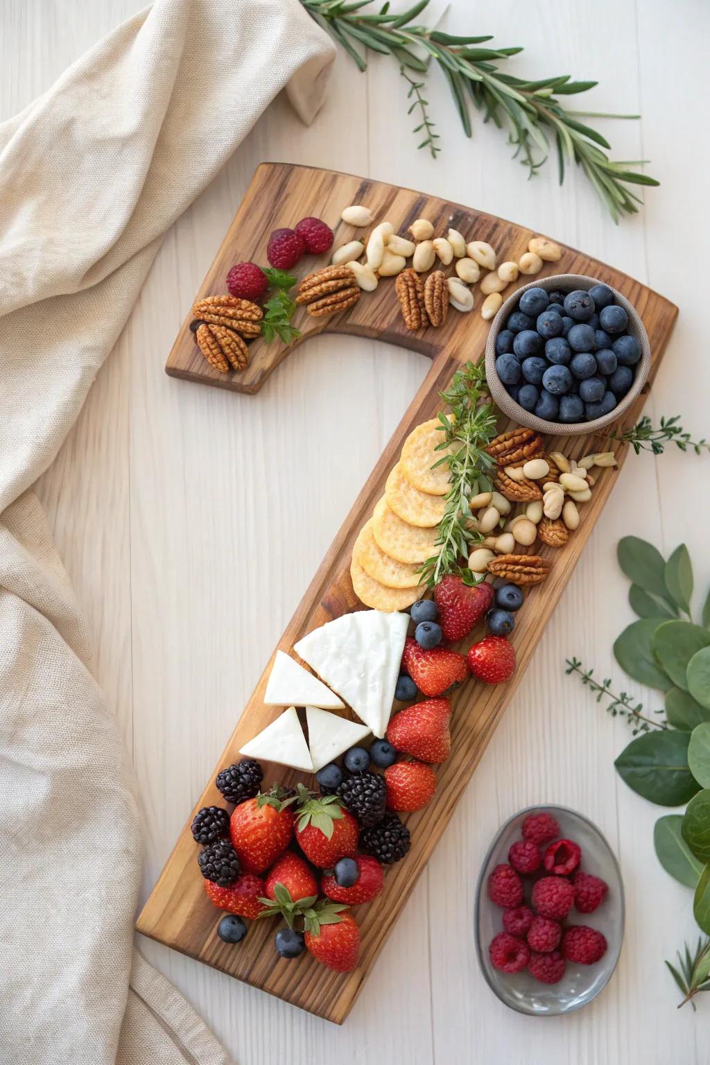 Celebrate in style with a personalized charcuterie board that turns your lucky number into a feast for the eyes and palate!