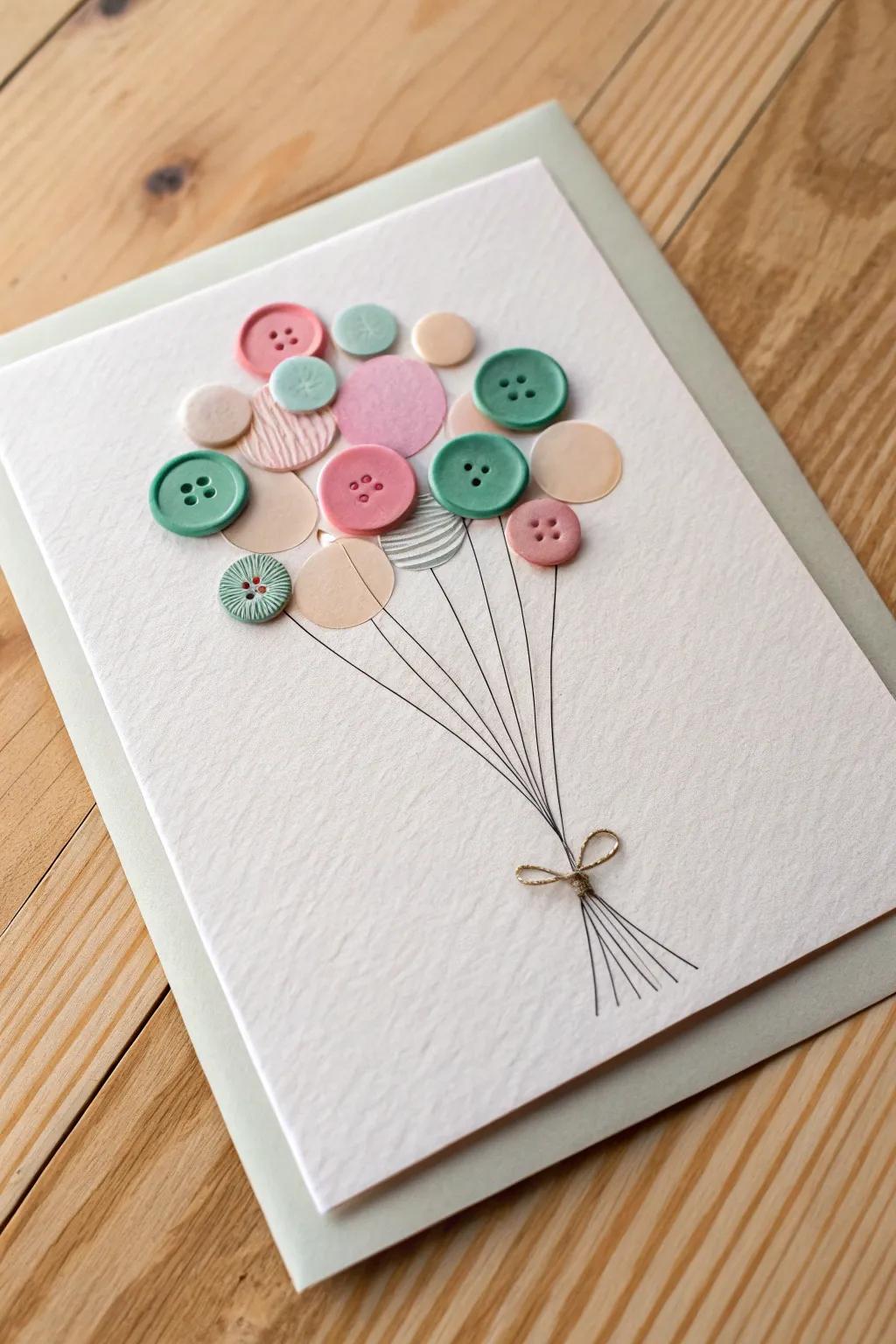 Craft your own button bonanza! Elevate your birthday cards with a touch of playful elegance using colorful buttons. 🎈✨ #DIYCard #ScandiBoho
