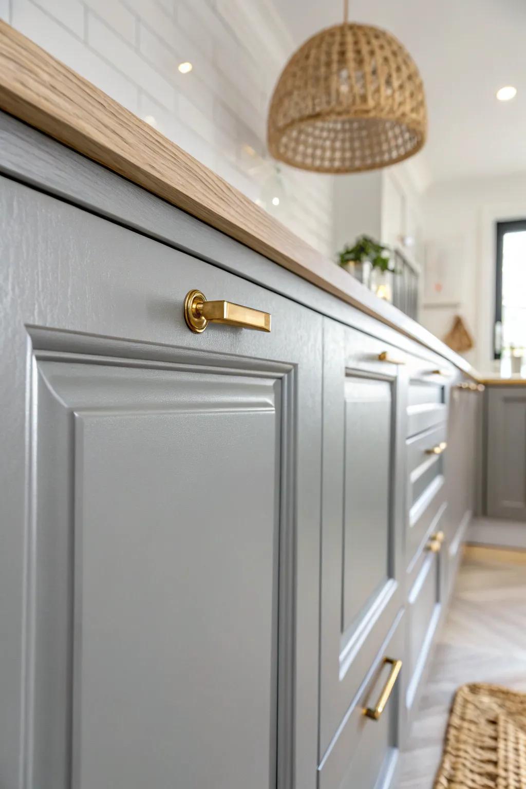 Glossy gray cabinets that reflect light and make even small kitchens feel brighter and bigger.