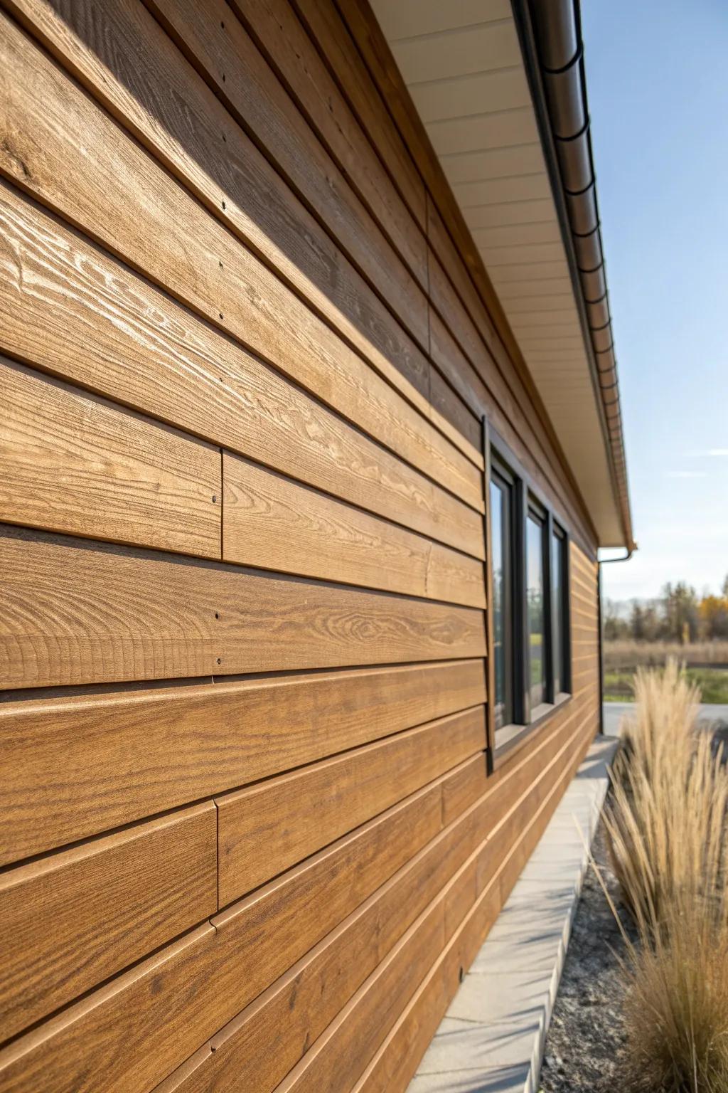 Channel rustic horizontal siding: deep grooves, bold shadows, and cozy cabin texture.